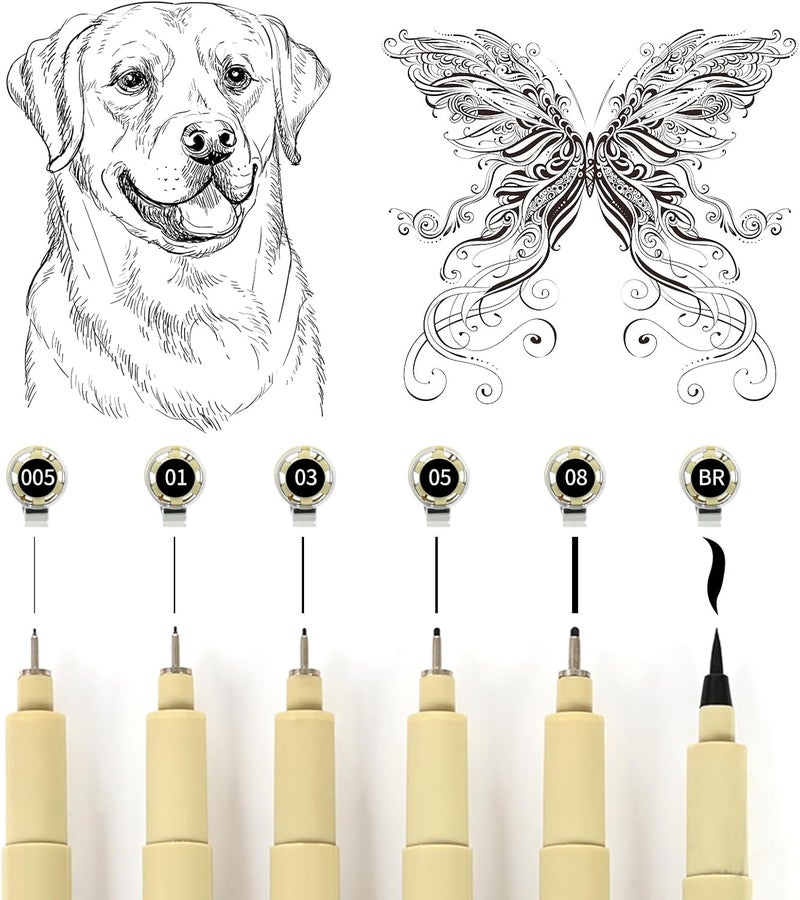 GETHPEN Micro Fineliner Set, 6 Pack Black Micro Fine Point Drawing Waterproof Archival Ink Multiliner Pens for Artist Illustration, Sketching, Technical Drawing, Anime, Manga - Image 2